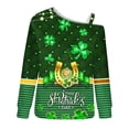 thumbnail image 4 of Hauts de Sortie pour Femmes Mode Chandail Imprimé de la Saint-Patrick pour Femmes Chemise à Épaules Dénudées Graphique à Manches Longues, 4 of 5