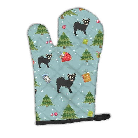 Christmas Longhair Black Chihuahua Oven Mitt