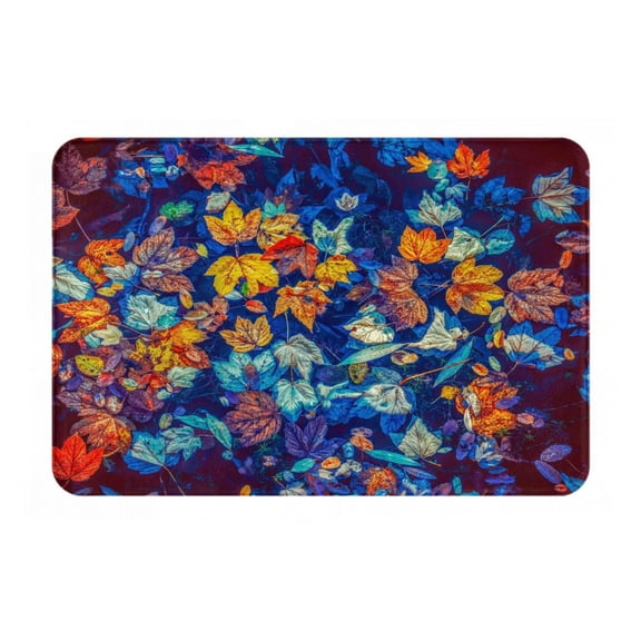 Yiaed Colorful Fall Leaves Print Flannel Doormat Mat Outdoor Indoor Door Mats, Non Slip Durable Entrance Rugs for Outside Entry, Porch, Resist Dirt, 16"x24"