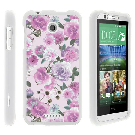HTC Desire 510, [SNAP SHELL][White] Hard White Plastic Case with Non Slip Matte Coating with Custom Designs - Pink Purple