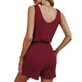 thumbnail image 4 of Mono sin mangas Sunloudy para mujer, mono de color liso con cuello en U y botones con cordón y bolsillos Sunloudy  S M L XL, 4 of 9