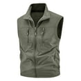 thumbnail image 2 of Zedker Men's Lightweight Puffer Vest Casual Stand Collar Quilted Waistcoat Outdoor Padded Ski and Multi Pockets Fishing Vest top Army Green L, 2 of 7