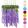 thumbnail image 1 of Flores Artificiales De Decoracion Glicina Colgantes De Wisteria para Jardín Exterior Hogar Fiesta Boda Plantas Artificiales Decorativas Flores Artificiales Realistas (Morado 12 Piezas), 1 of 8