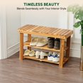 thumbnail image 4 of Wooden Shoe Rack Bench, 3-Tier Wooden Shoe Organizer for Entryway, Aciaca Bench with Shelf, Solid Wood Shoe Storage Bench for Doorway, Hallway, 300 LBS, 1-Year Warranty, Natural Acacia, 4 of 7
