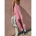 thumbnail image 3 of STARVNC Women Solid Color V Neck Sleeveless Pockets Jumpsuit, 3 of 9
