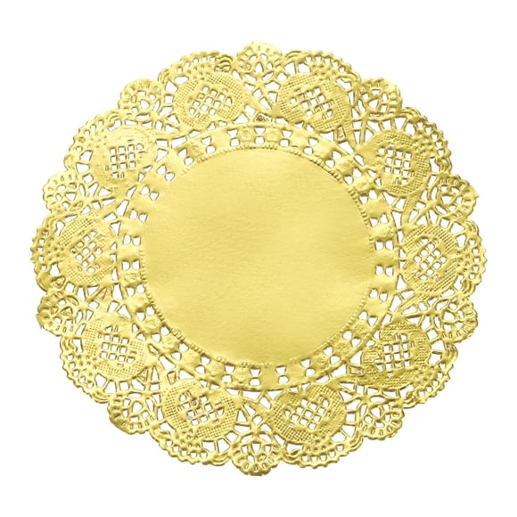 Uxcell 250 Pcs Servilletas de Papel de 5.5 Pulgadas Redondas de Encaje Decorativas, Papeles Desechables para Comidas y Fiestas, Dorado
