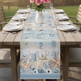 thumbnail image 4 of Beige Starfish Coastal Table Runner 108 Inches, Blue Beach Nautical Coral Shell Vintage Bed Runner Dresser Scarves Tabletop for Indoor Outdoor Parties/Ceremony/Banquet, 13"x 108", 4 of 9