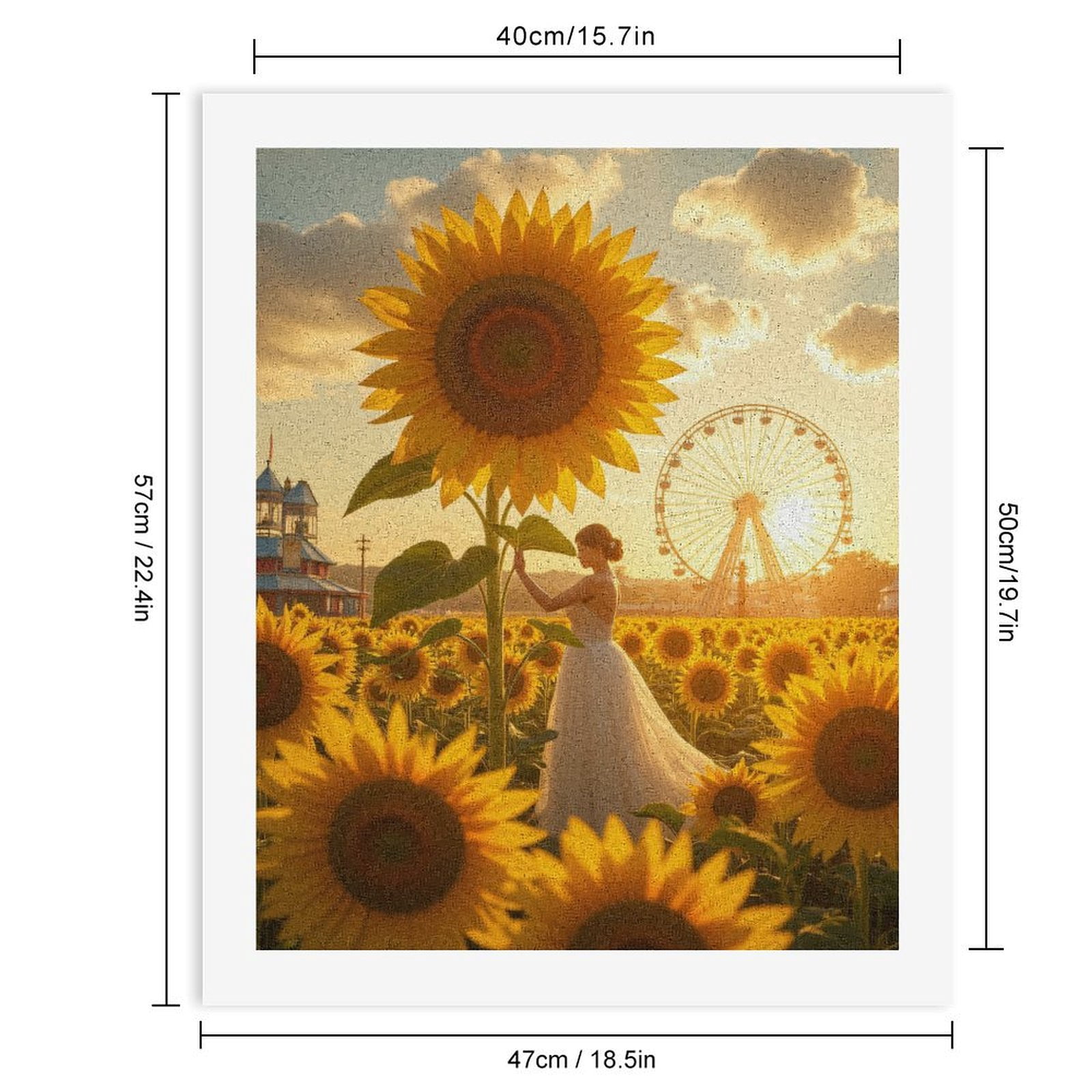 Paint By Numbers Kit for Adults Beginner - Sunflower Field Bride Ferris Wheel DIY Canvas Painting Kits for Adults, Frameless Paint By Number for Adults for Home Wall Decor 16x20 Inch