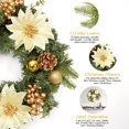 thumbnail image 4 of Lumiparty 16" Christmas Wreath for Front Door, Xmas Door Wreath with Balls, Artificial Flowers, Berries & Pine Cones for Fireplace Wall Window Holiday Decoration, Gold, 4 of 7