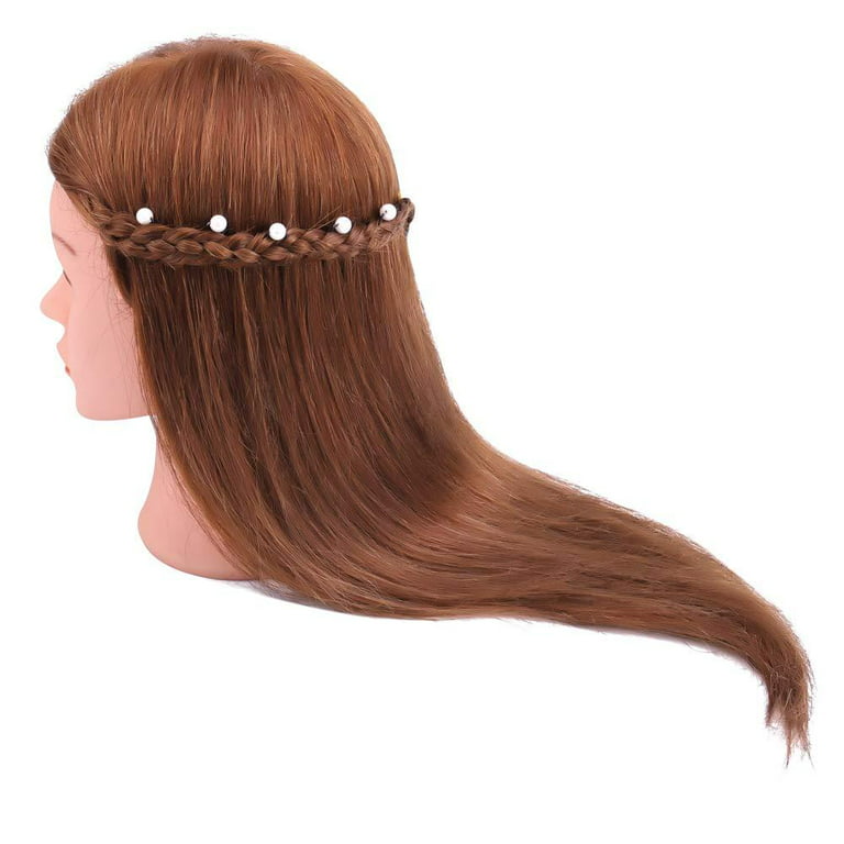 Mannequin Head with 100% Human Hair, TopDirect 18 Dark Brown Real Hair  Cosmetology Mannequin Head Hair Styling Hairdressing Practice Training Doll