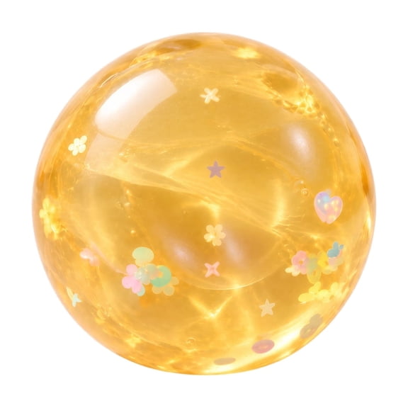 Coconut Oil Squishy with shiny flower and star sequins, Coconut Oil Slow Rising Squeeze Stress Ball Clear Jelly Bubblegum Texture Coconut Oil Squishy Toy,Orange