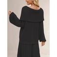thumbnail image 4 of The Shoulder Sweater for Women Fall Winter Oversized Pullover Lantern Long Sleeve Soft Knit Sweater Top Black XL, 4 of 5