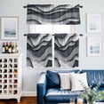 thumbnail image 2 of Black Gray Ombre Kitchen Curtains Sets for Windows 24 Inch Length, Modern Abstract Moire Art Geometric Rod Pocket Window Treatments Tier Curtains and Valances Set for Bedroom/Bathroom, 2 of 8