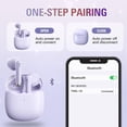 thumbnail image 2 of True Wireless Earbuds Purple Bluetooth 5.3 with Microphone for Working Out Noise Canceling Blue Tooth Ear Buds Deep Bass TWS Wireless Earphones with Charging Case in Ear Headphone for iPhone Android, 2 of 8