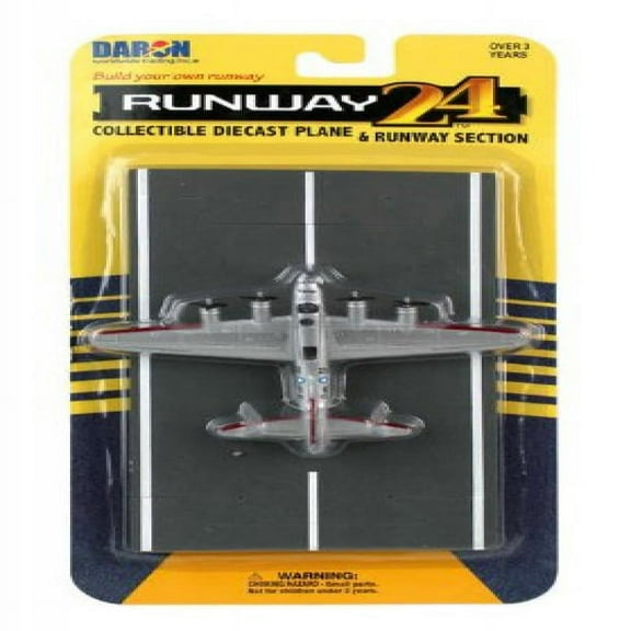 Boeing B-17 Flying Fortress Bomber Aircraft Silver Metallic "United States Army Air Force" with Runway Section Diecast Model Airplane by Runway24