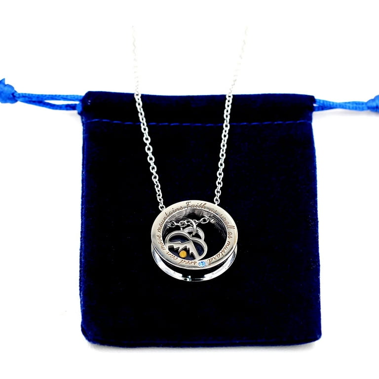 Uloveido Stainless Steel Circle Round Ring Necklace Christian Jewelry Engraved Faith As Small As A Mustard Seed Can Move Mountains Y958 Heart