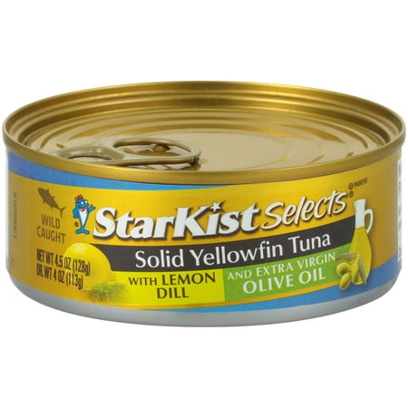 (3 Pack) StarKist Selects Solid Yellowfin Tuna with Lemon Dill and Extra Virgin Olive Oil, 4.5 Ounce