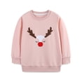 thumbnail image 2 of Crewneck Sweatshirt Girls Christmas Embroidered Crew Neck Hoodless Sweatshirt Long Sleeve Pullover Pink 4-5 Years, 2 of 8