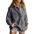 thumbnail image 2 of Gray Long Sleeve Shirts for Women Sweatshirt for Women Oversized Casual Long Sleeve Button Neck Pullover Tops Fashion Outfits Clothes Fashion Clothing, 2 of 6