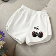 thumbnail image 2 of Girls Elastic Waist Rhinestone Cherry Graphic Shorts Curved Hem Soft Cotton Feel Loose Summer Casual Kids Sports Shorts(White6,12-24 Months), 2 of 4