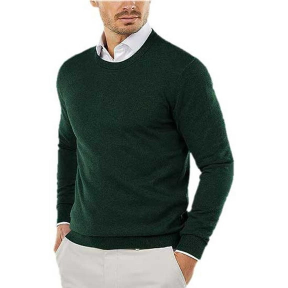 GBSYEWXS Pullover Sweater For Men Long Sleeve Solid Color Pullover Casual Knit Crew Neck Sweaters Green