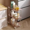 thumbnail image 4 of AQUIVER Acrylic Slim Storage Cart - 3 Tier Utility Rolling Cart - for Kitchen, Bathroom, Living Room, Laundry, Narrow Places - 15.6'' L x 8.7'' W x 23.6'' H, 4 of 7