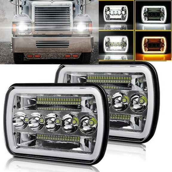 Pair For Dodge D100 D150 D250 D350 1981-1993 Chrome LED Headlight High Low DRL Turn Signal