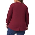 thumbnail image 4 of DARING DIVA Women's Plus Tops Crew Neck Button Decor Pullover Blouses 1X Burgundy, 4 of 6