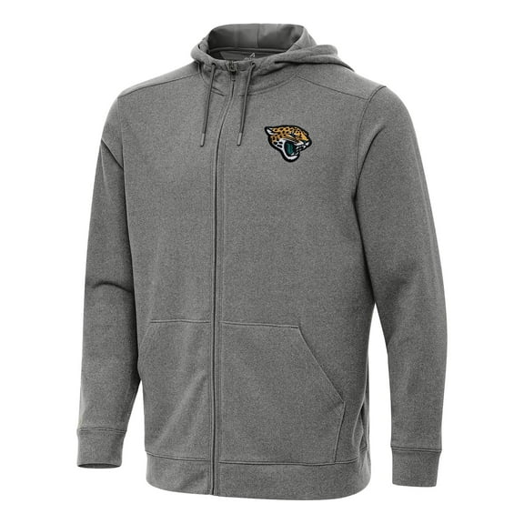 Men's Antigua Heather Black Jacksonville Jaguars Effortless Full-Zip Hoodie
