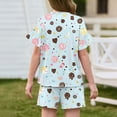 thumbnail image 3 of Grblisyd Girls Summer Outfits 2 Piece Sets Fruit Print Ruffle Short Sleeve Shirts and Drawstring Elastic Waist Shorts Set Kids Clothes, 3 of 4