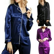 Women´s Silk Satin Pajamas Pyjamas Set Long Sleeve Sleepwear Pijama Pajamas Suit