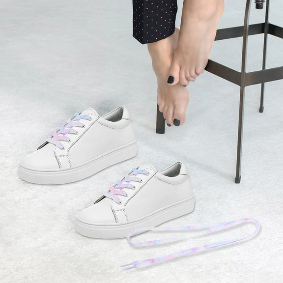 Masteelf  2 Pairs Tie Dye Flat Laces Long Shoe Tie-dye Colored Shoelaces
