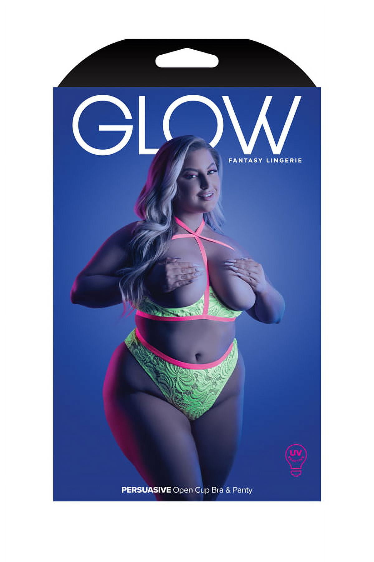 GLOW in the Dark Cage Bra Panty Set💋Choker Strappy Neon Rave Sexy Lingerie  