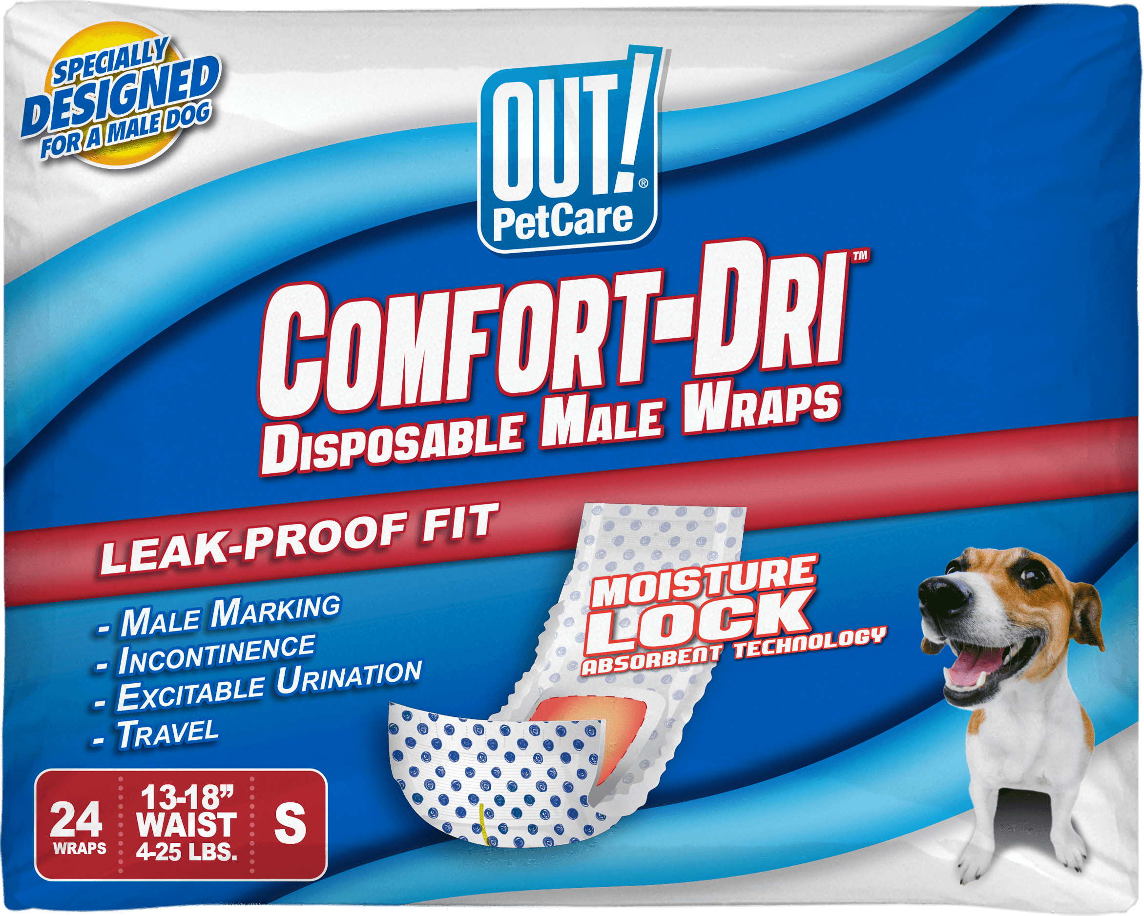 OUT! Pet Care Disposable Male Dog Diapers Absorbent Wraps with Leak