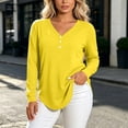 thumbnail image 4 of Setooff V Neck Decorative Button Long Sleeve Blouses for Women, Solid Loose Plus Size Casual Fall Tops for Women, 4 of 6