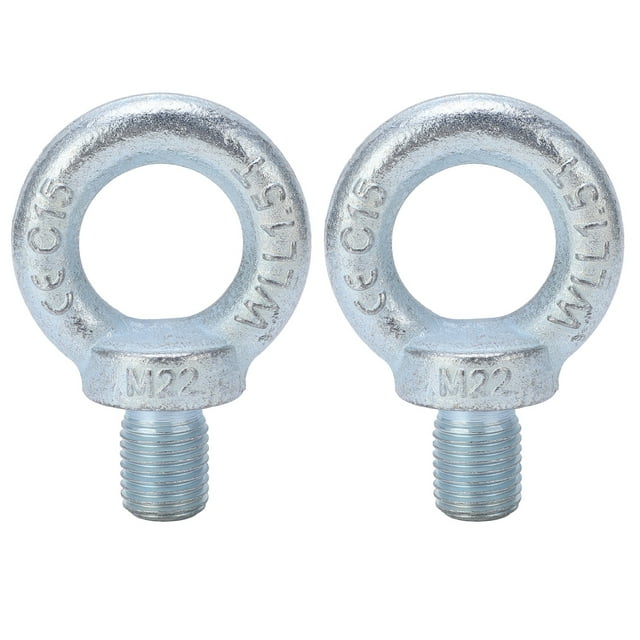 2PCS Lifting Ring Bolts Galvanized Carbon Steel Eyebolts Deep Threaded Lifting Shoulder Eyebolt M22