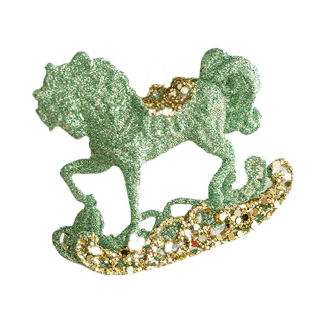 Adorno colgante de Navidad BLESIY Caballo 10x9cm lentejuelas verde