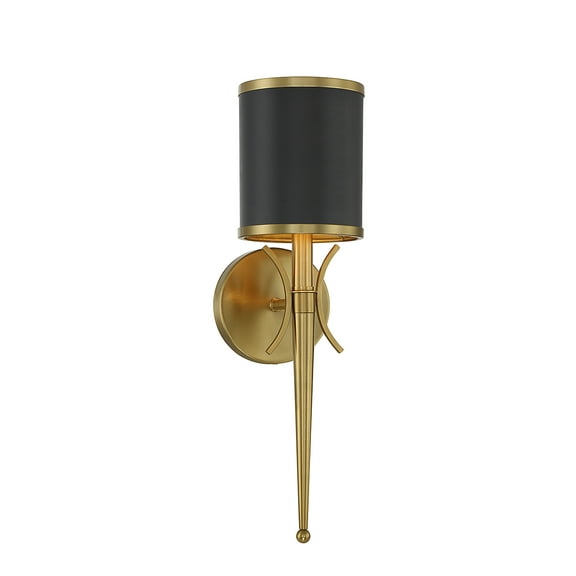 Matte Blackith Warm Brass One Light Wall Sconce from the Quincy Collection