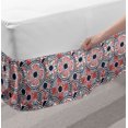 thumbnail image 2 of Native Bed Skirt, Indigenous Mayan Pattern with Animals and National Motifs in Circles, Elastic Bedskirt Dust Ruffle Wrap Around for Bedding Decor, 4 Sizes, Vermilion Dark Blue, by Ambesonne, 2 of 2