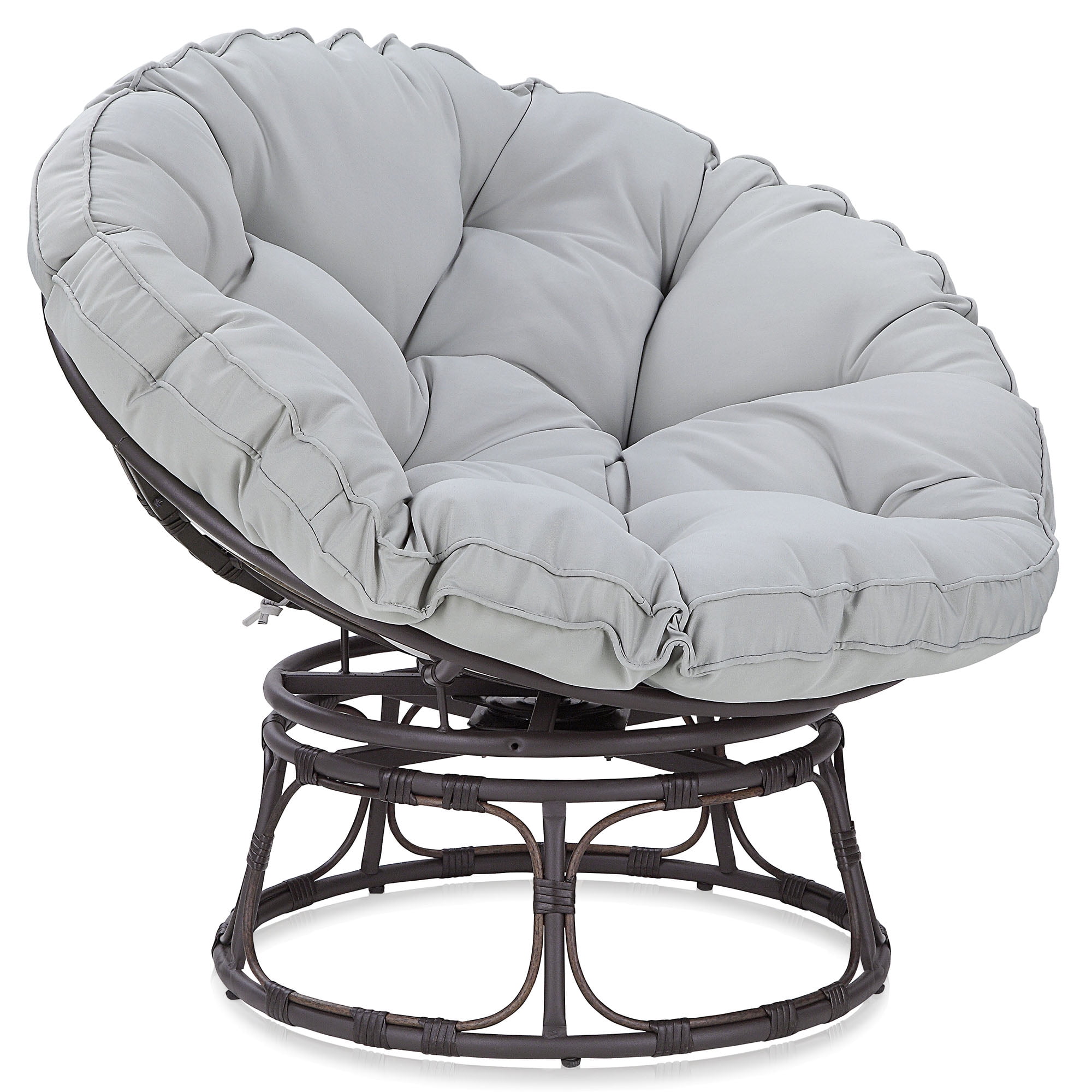 BELLEZE Papasan Chair With Fabric Tufted Cushion And