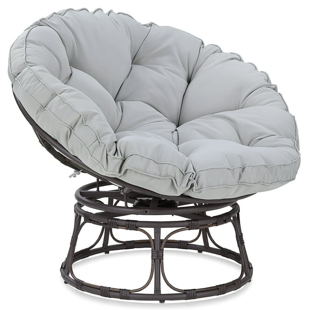 BELLEZE Papasan Chair With Fabric Tufted Cushion And Sturdy Steel Frame