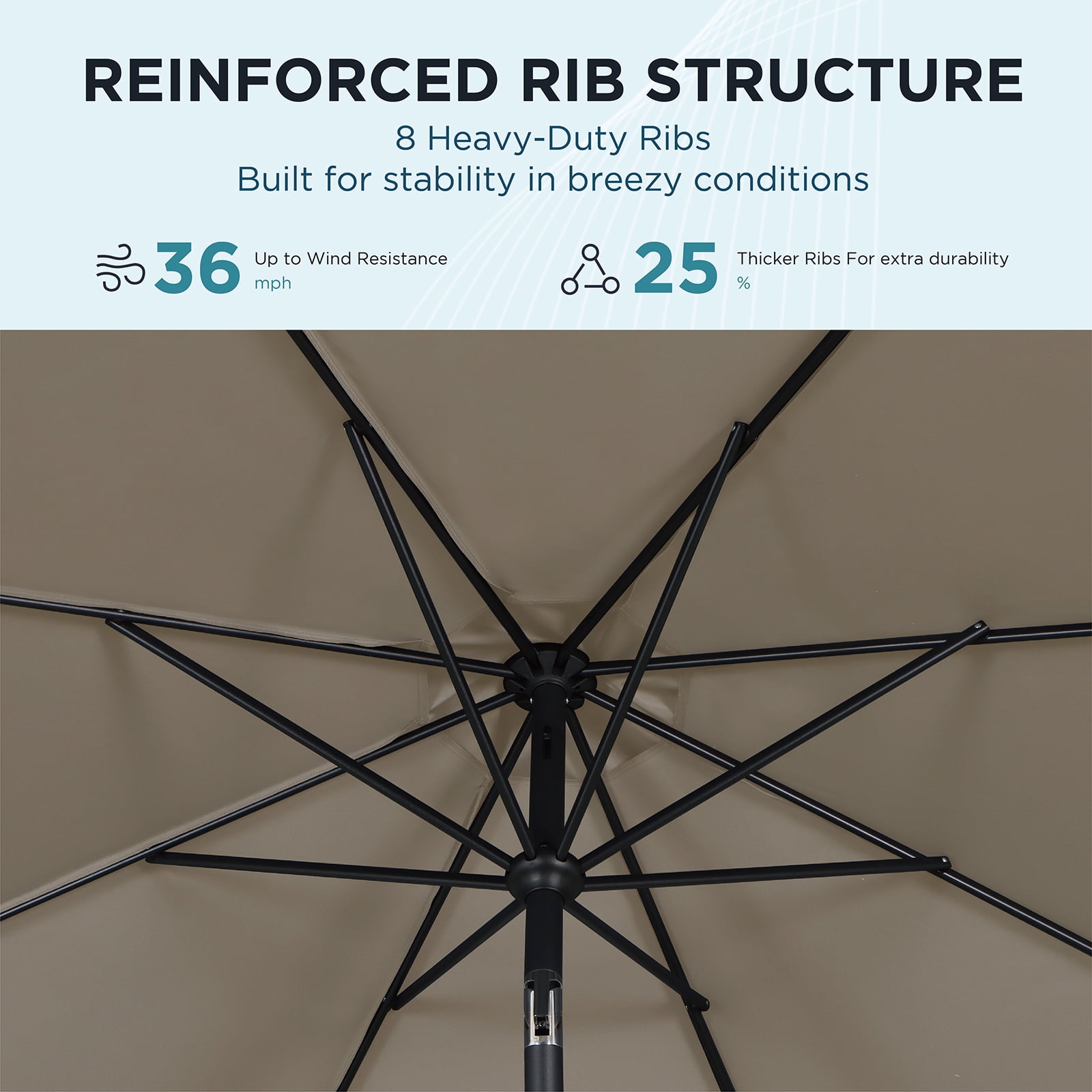 AE Outdoor 9ft Patio Umbrella with Auto-Tilt & Crank Lift, UV Protection Outdoor Market Parasol for Garden Deck (Base Not Included)