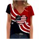 thumbnail image 1 of Moda para mujer Tops Printe Casual Loose Fit Camisetas Blusa Estampado con cuello en V Camisa Pompotops hkajfhjk465397, 1 of 5
