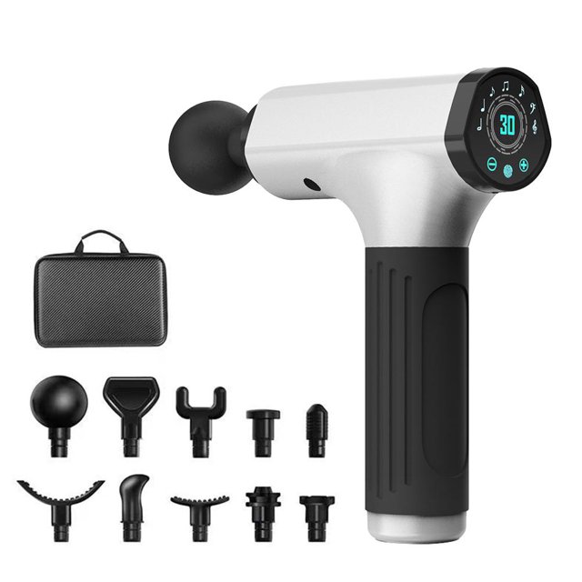 Masajeador Muscular De Mano Ajustable De 30 Velocidades, Masajeador De Fascia Con 10 Cabezales De Masajeador, Dispositivo De Masaje Portátil Eigraketly CE008455-03