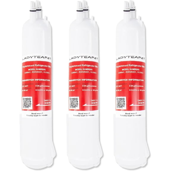 LADYTEAPOT EDR3RXD1 Replacement for 4396841, Everydrop® Filter 3, 4396710, Kenmore® 46-9083, 46-9030, Refrigerator Water Filter (3 Pack)
