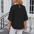 thumbnail image 3 of Defitshape Women's Short Sleeve Blouse Fall Spring Shirt Bell Sleeve T Shirt Cool Loose Fit Summer Work Half Sleeve Chiffon Tops Lightweight Tshirt Black Medium, 3 of 4