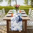 thumbnail image 4 of Blue Floral Art 70 Inch Table Runner, Watercolor Botanical Spring Flowers Farmhouse Dresser Scarf Cotton & Linen Tablerunner for Dining/Kitchen Island/Holiday Party Décor 13" x 70", 4 of 9