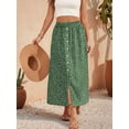 thumbnail image 5 of Women'S Slit Split Long Skirts High Waisted Summer Maxi Skirts Green S, 5 of 8