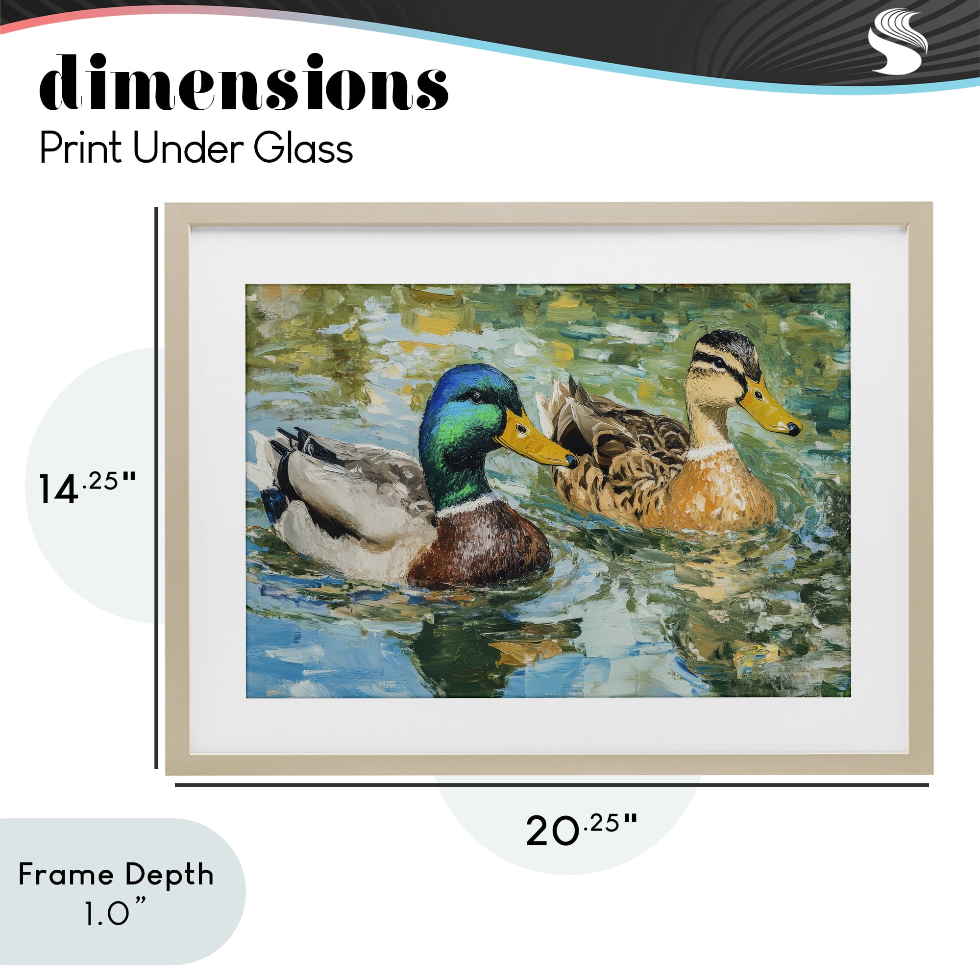 Stupell Industries Ducks Out For A Swim Birch Framed Print Under Glass, design by Petal Prints Design