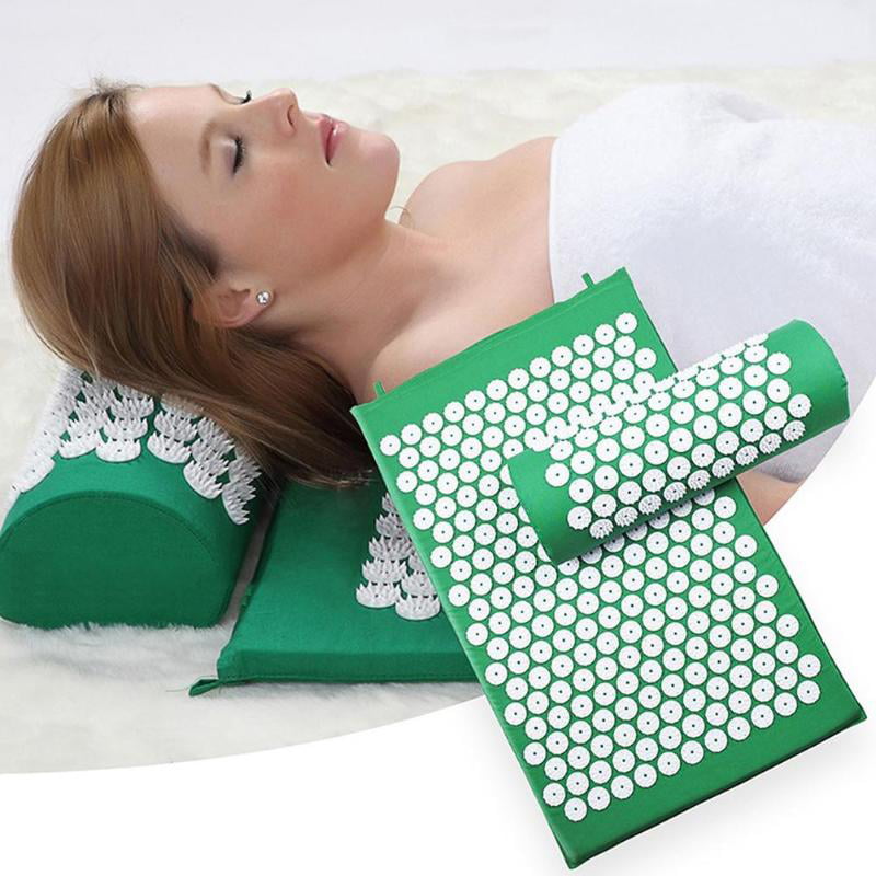 Health Yoga Mat with Pillow Relieve Back Body Pain Cushion Acupressure Massage 
